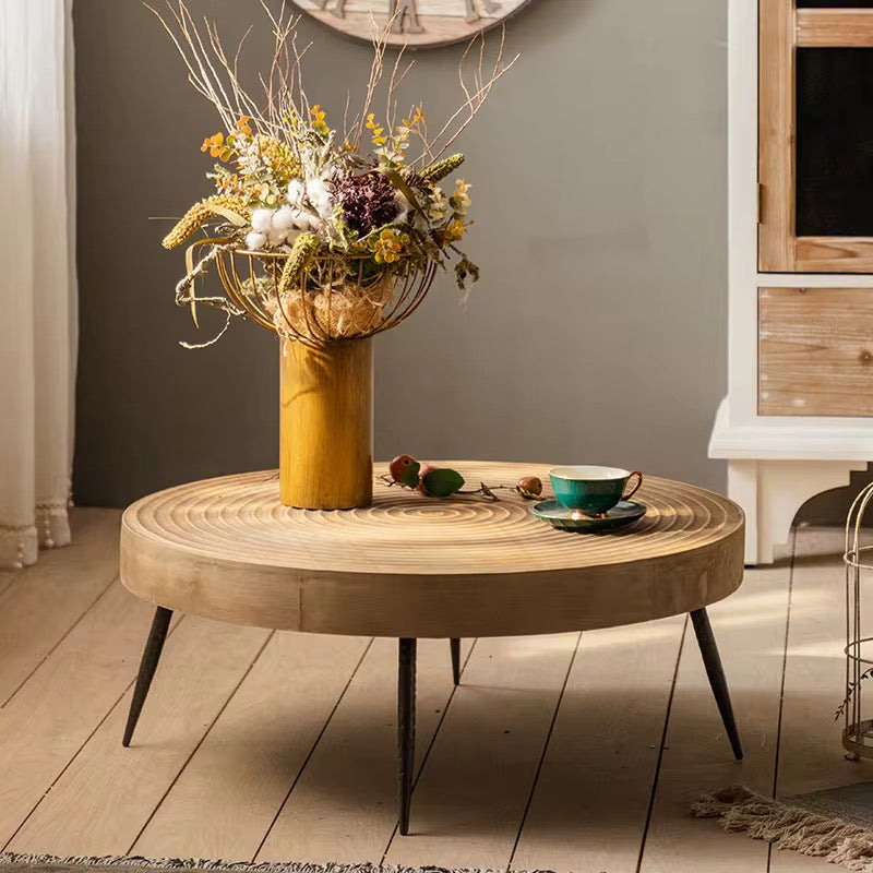 Round Wood & Metal Coffee Tables