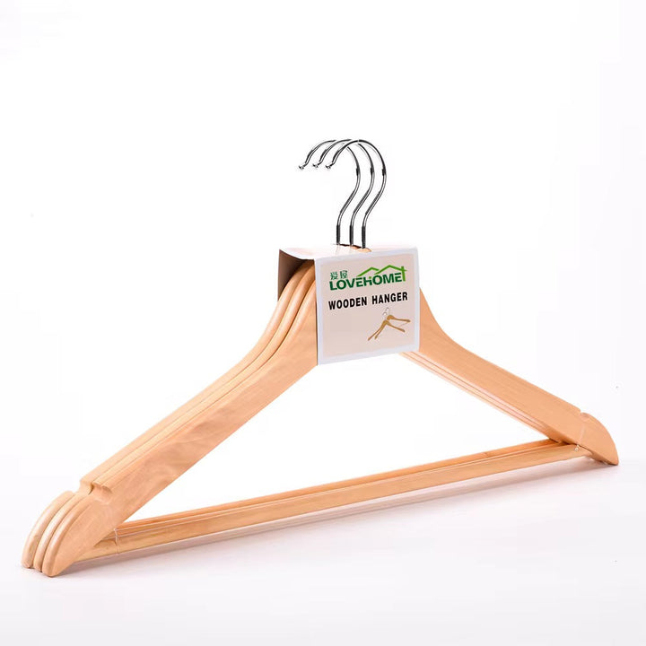 Natural Wooden Clothes Hangers Set of 3