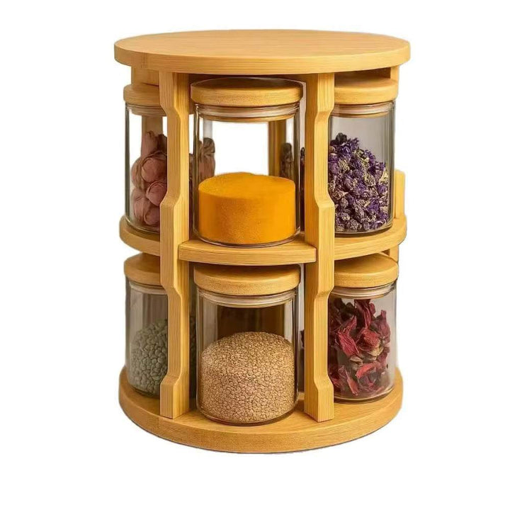 Rotating Bamboo Spice Organizer