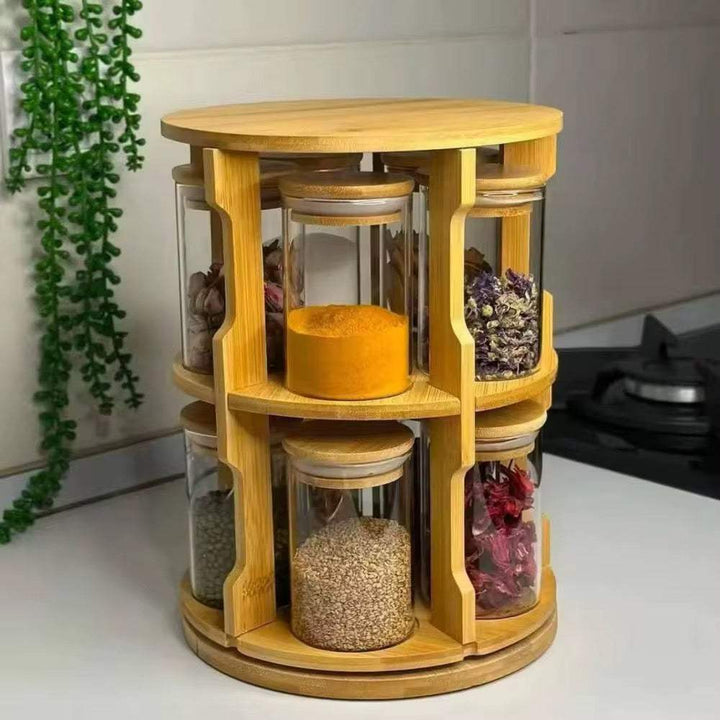 Rotating Bamboo Spice Organizer