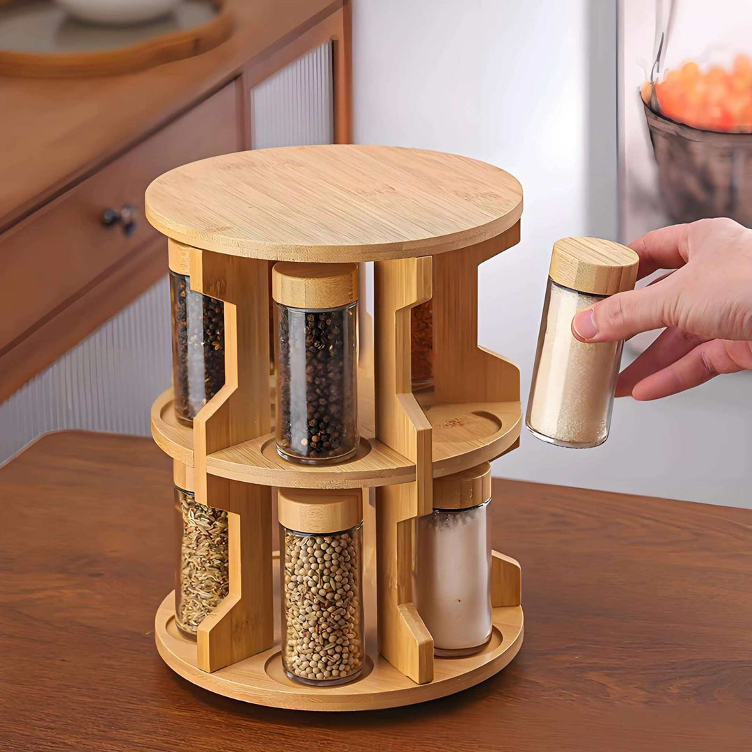 Rotating Bamboo Spice Organizer