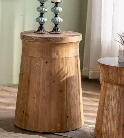 Natural Wood Cylinder Table