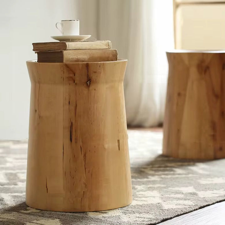 Natural Wood Cylinder Table
