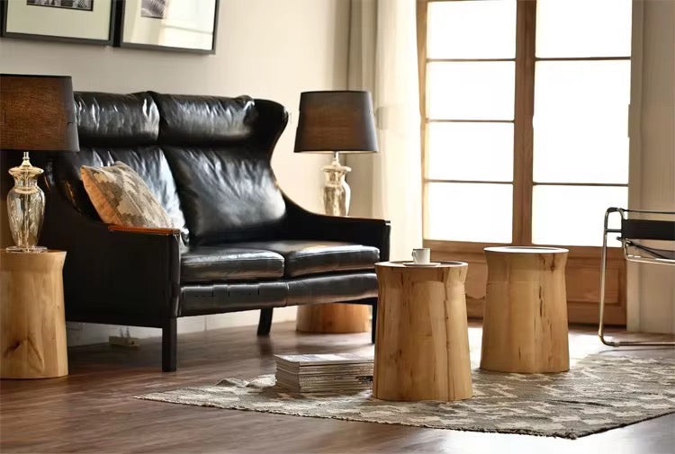 Natural Wood Cylinder Table