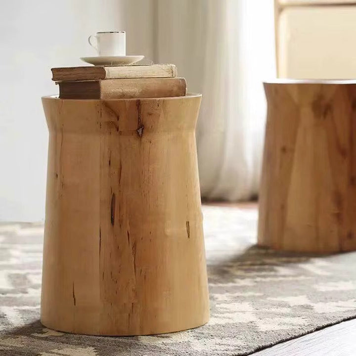 Natural Wood Cylinder Table
