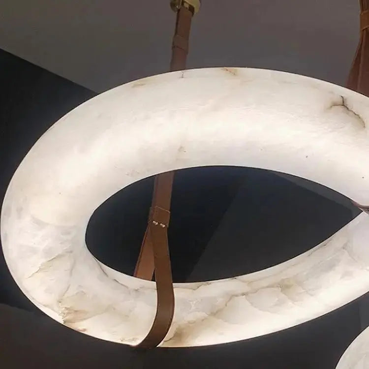 Modern Marble Loop LED Chandelier with Brass Suspension