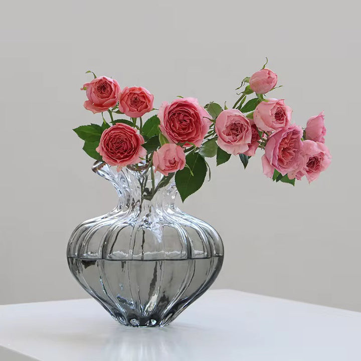 Handblown Textured Glass Vase Set of 2