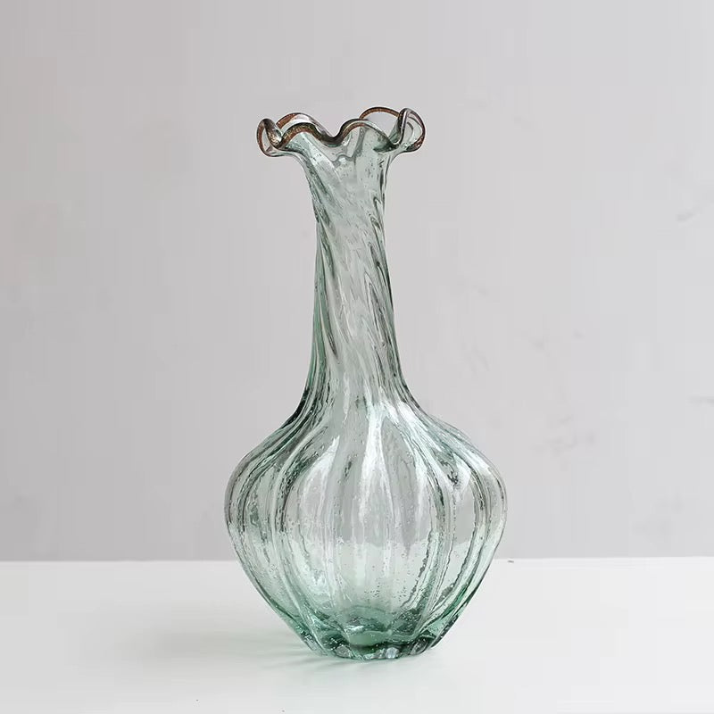 Handblown Textured Glass Vase Set of 2