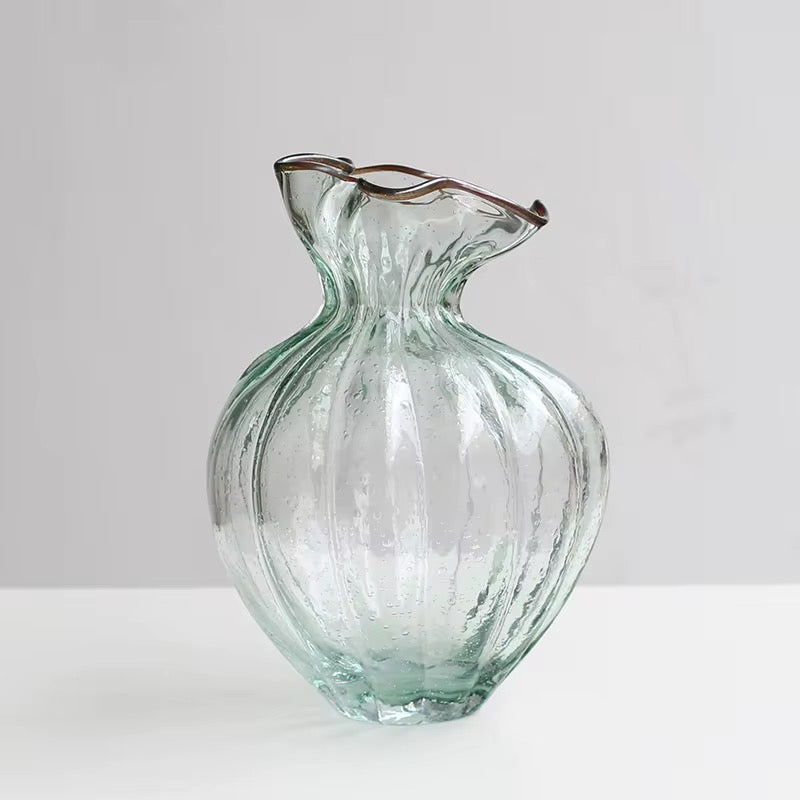 Handblown Textured Glass Vase Set of 2