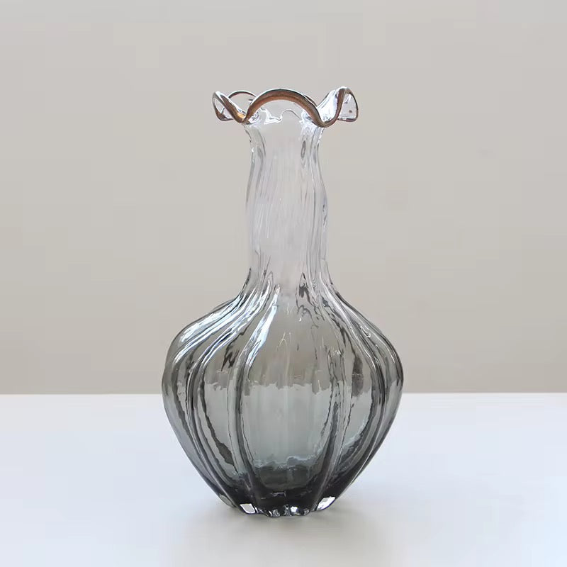 Handblown Textured Glass Vase Set of 2