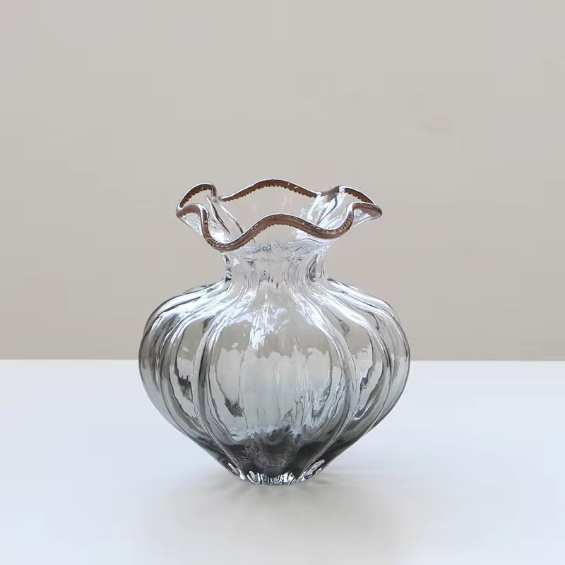 Handblown Textured Glass Vase Set of 2