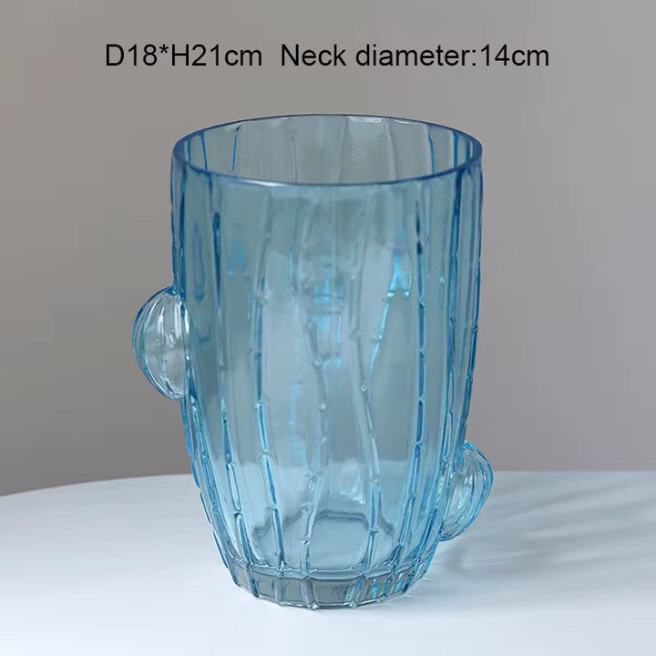 Green Cactus-Inspired Glass Vase Set of 3