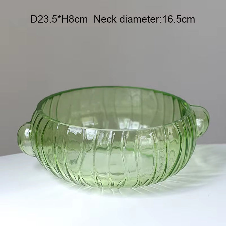 Green Cactus-Inspired Glass Vase Set of 3
