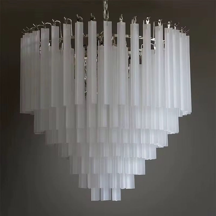 Tiered White Glass Chandelier