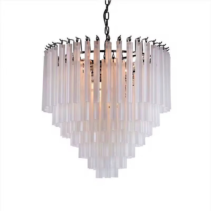 Tiered White Glass Chandelier