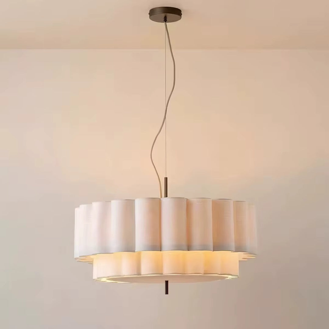 Modern Layered Pleated Pendant Light with Warm Diffuser