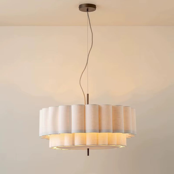 Modern Layered Pleated Pendant Light with Warm Diffuser