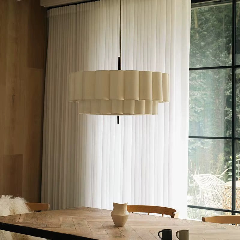 Modern Layered Pleated Pendant Light with Warm Diffuser