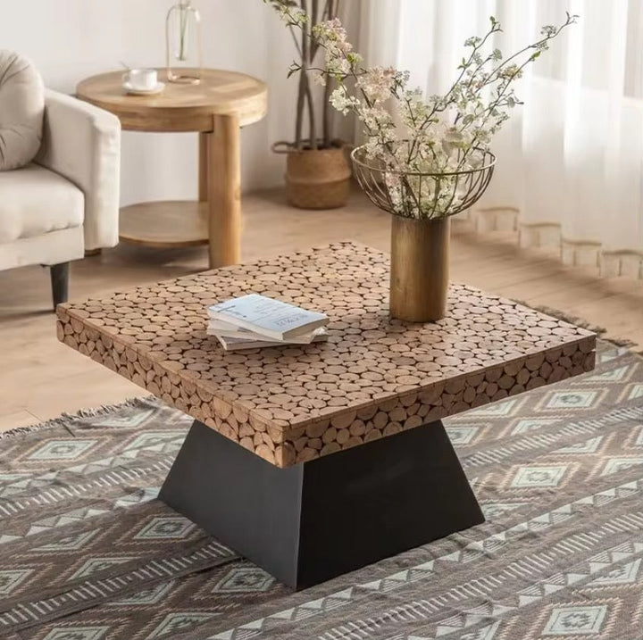 Square Wood Mosaic Coffee Table