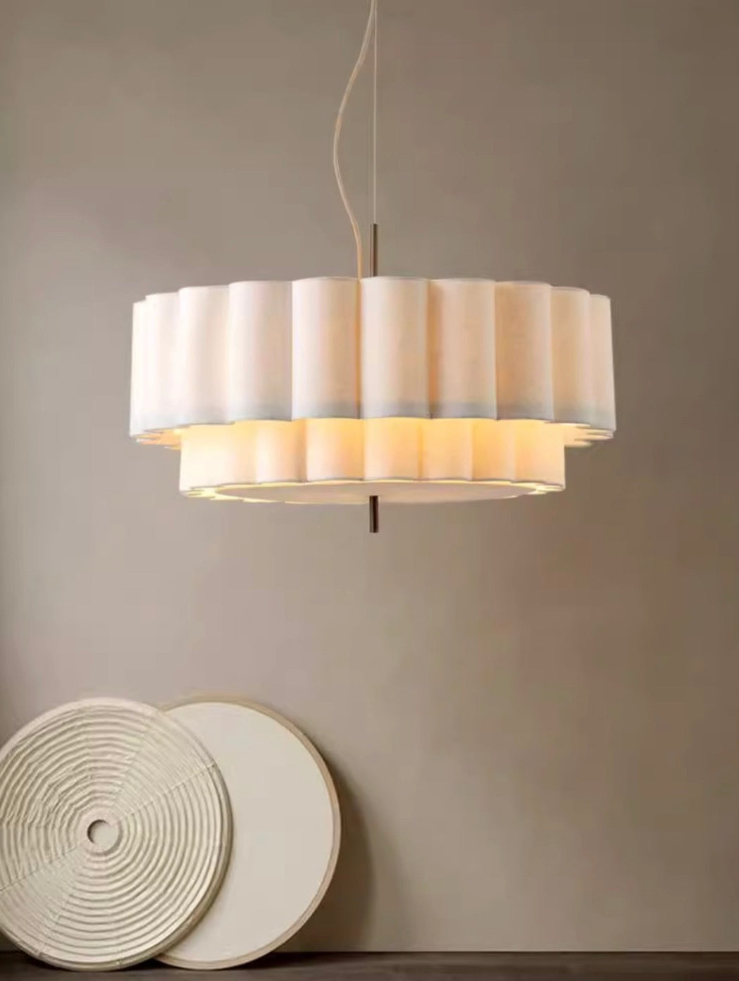 Modern Layered Pleated Pendant Light with Warm Diffuser