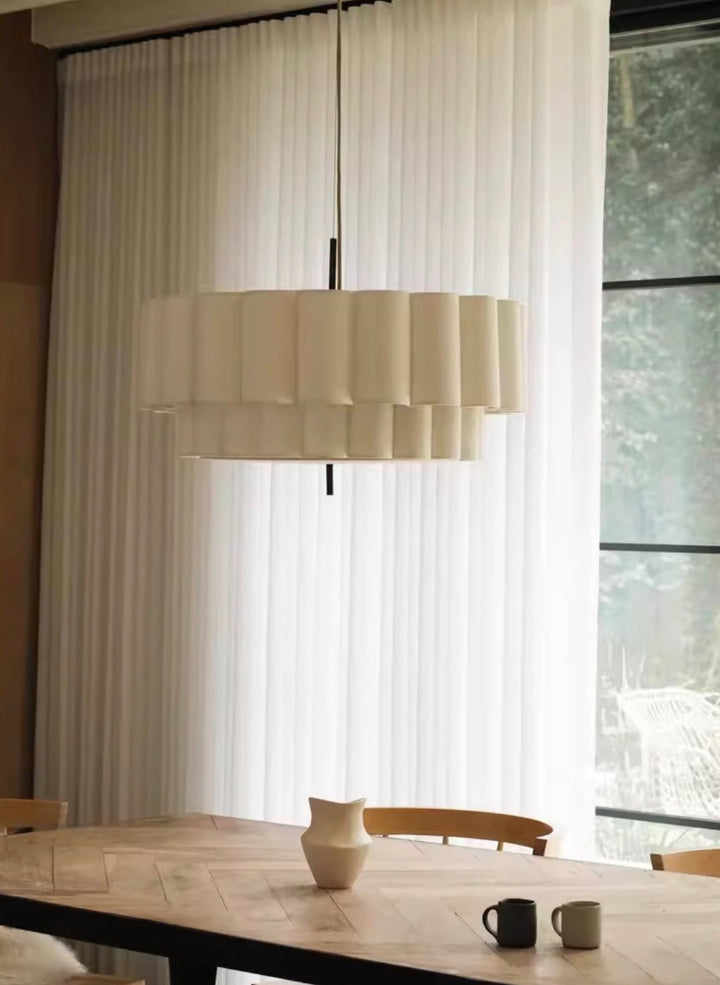 Modern Layered Pleated Pendant Light with Warm Diffuser