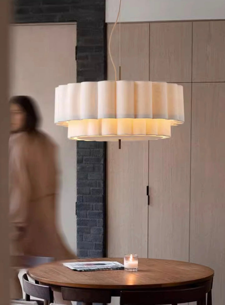 Modern Layered Pleated Pendant Light with Warm Diffuser