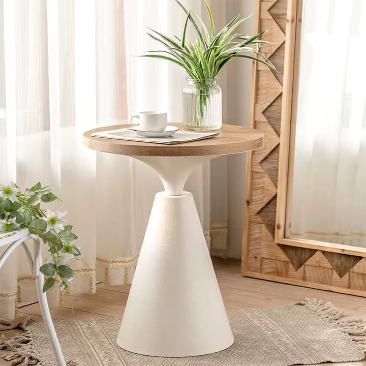 White Cone Base Side Table