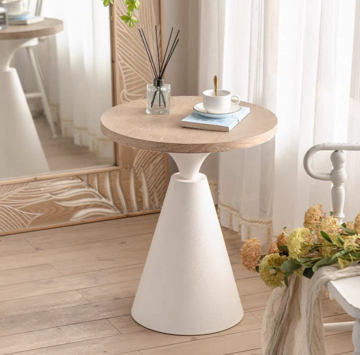 White Cone Base Side Table