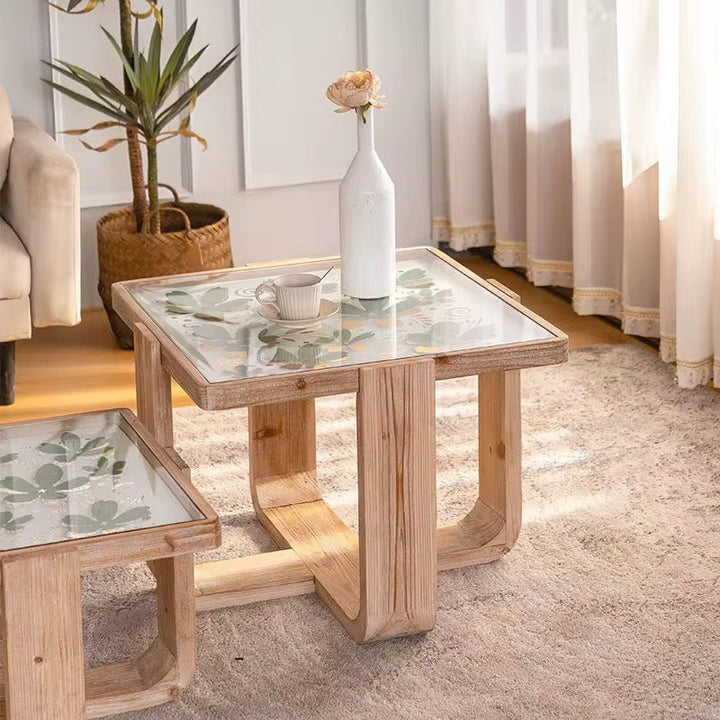 Glass Inlay Nested Side Tables