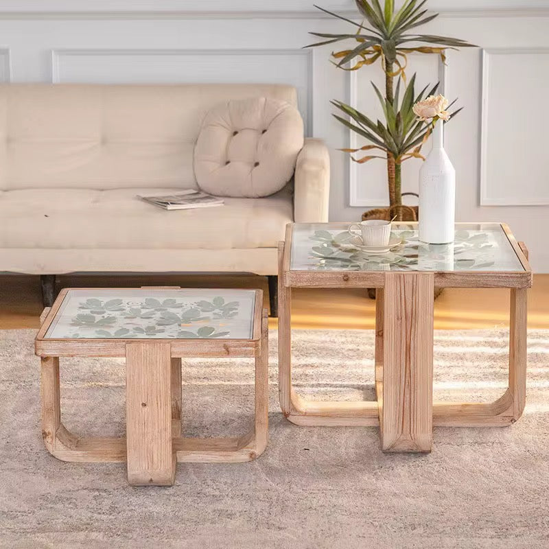 Glass Inlay Nested Side Tables