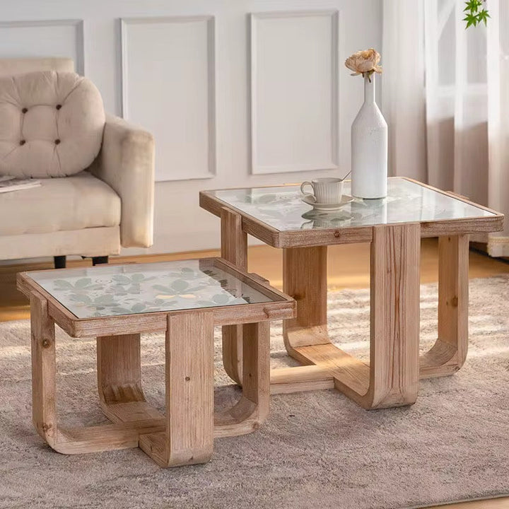 Glass Inlay Nested Side Tables
