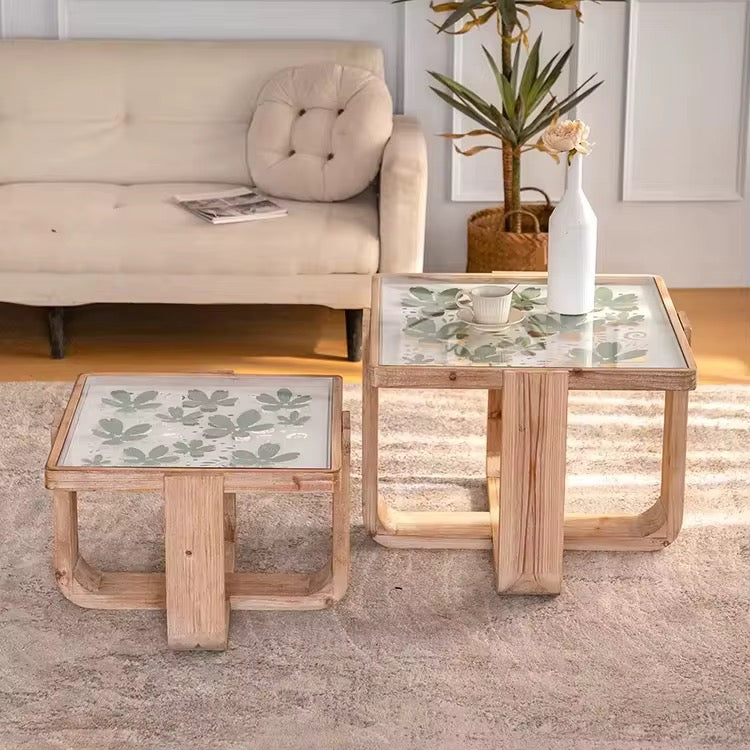 Glass Inlay Nested Side Tables