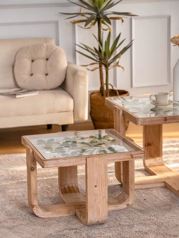 Glass Inlay Nested Side Tables