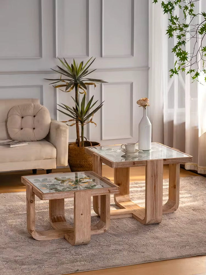 Glass Inlay Nested Side Tables