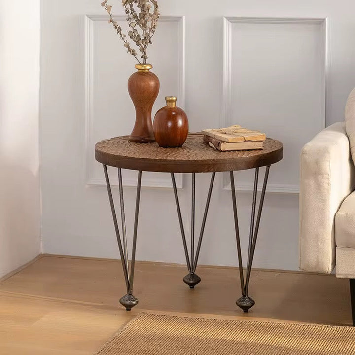 Carved Round Wooden Side Tables