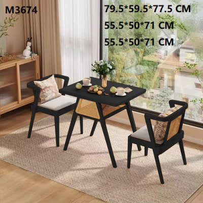 Black Or Brown Rattan Table Set