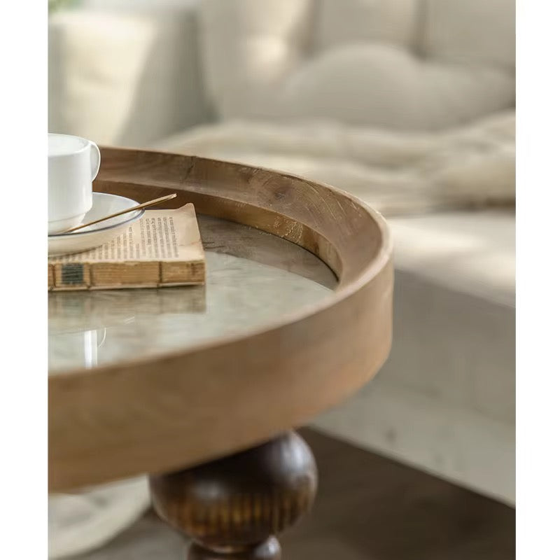 Vintage Mixed-Wood Turned-Leg Table