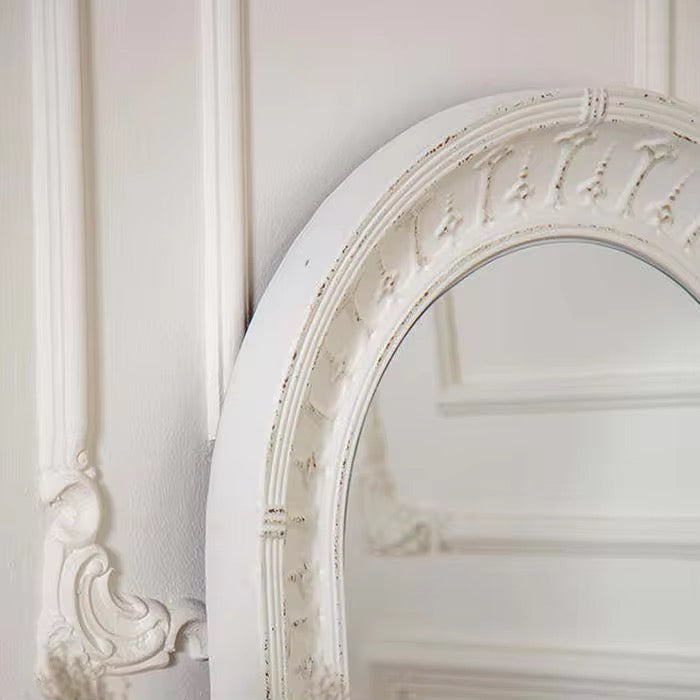 Tall White Arch Floor Mirror
