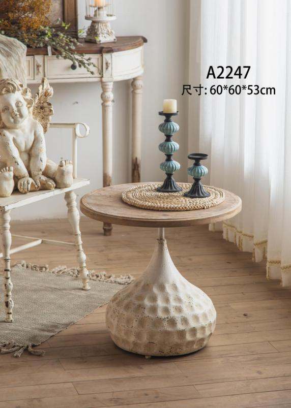 Textured Pedestal Accent Table - Rustic Modern Design with Natural Wood ...