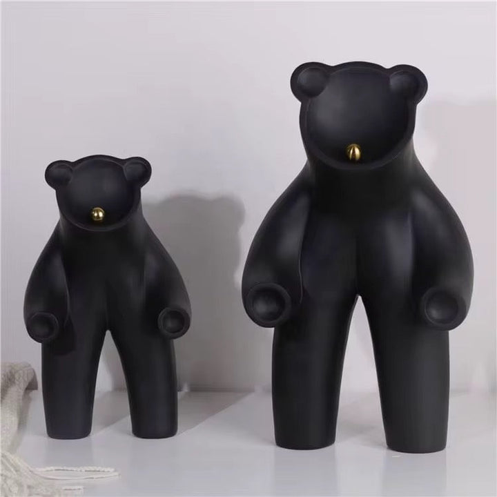 Matte Black Bear Sculpture set of 2