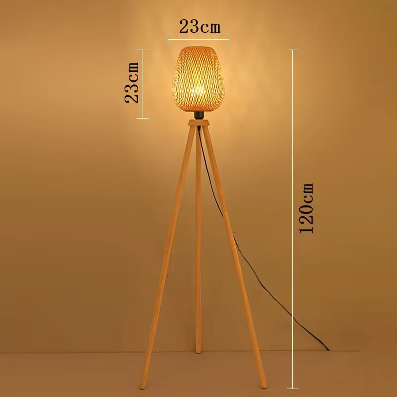 Nordic Tripod Bamboo Floor Lamp