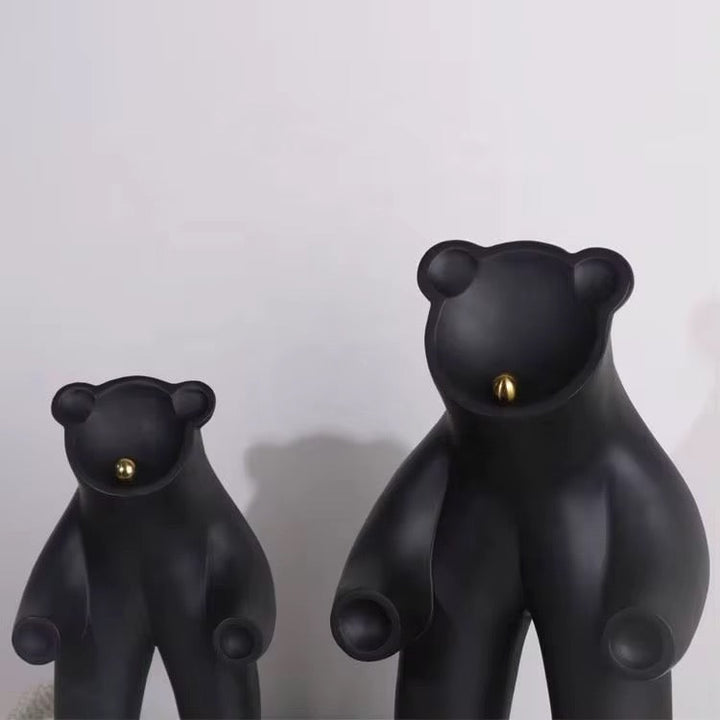Matte Black Bear Sculpture set of 2