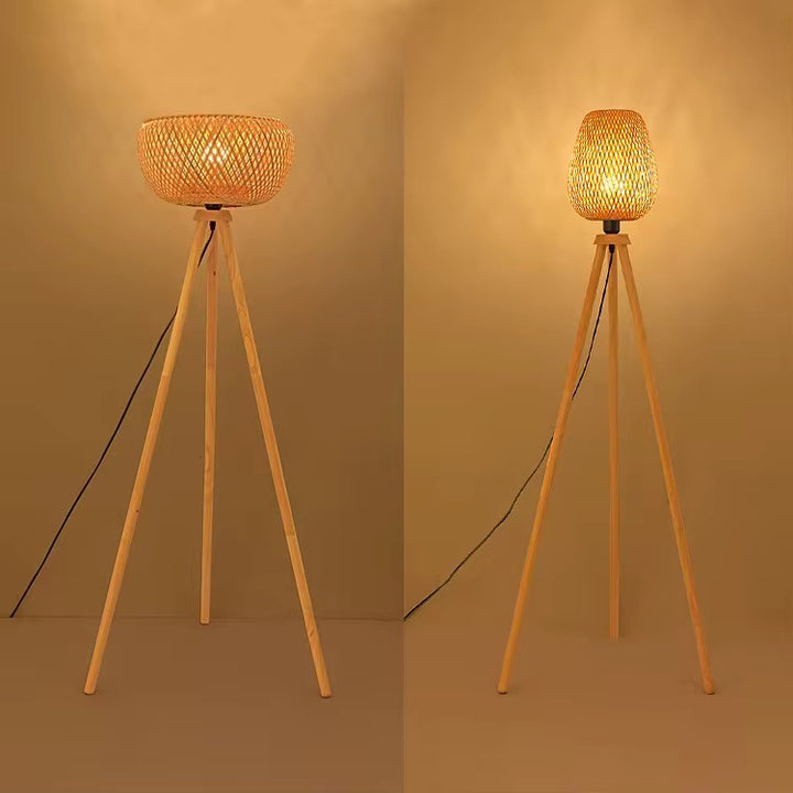 Nordic Tripod Bamboo Floor Lamp