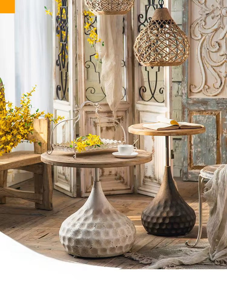 Textured Pedestal Accent Table