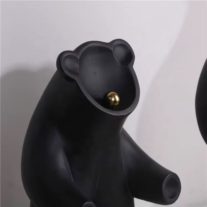 Matte Black Bear Sculpture set of 2