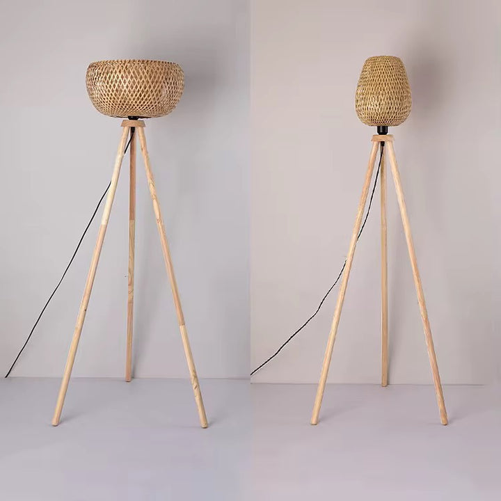 Nordic Tripod Bamboo Floor Lamp