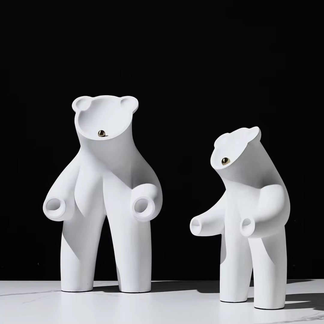 Matte Black Bear Sculpture set of 2