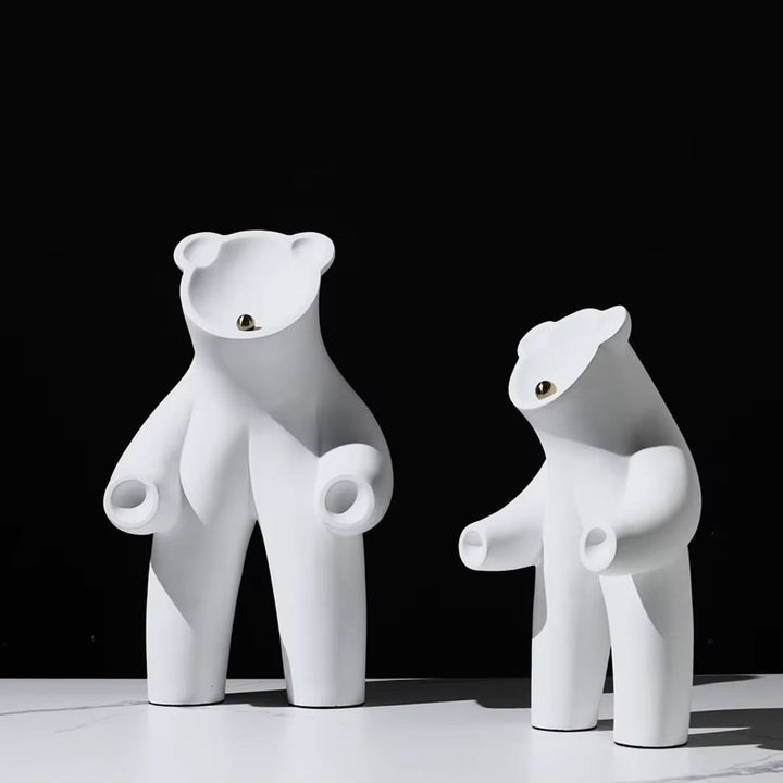 Matte Black Bear Sculpture set of 2