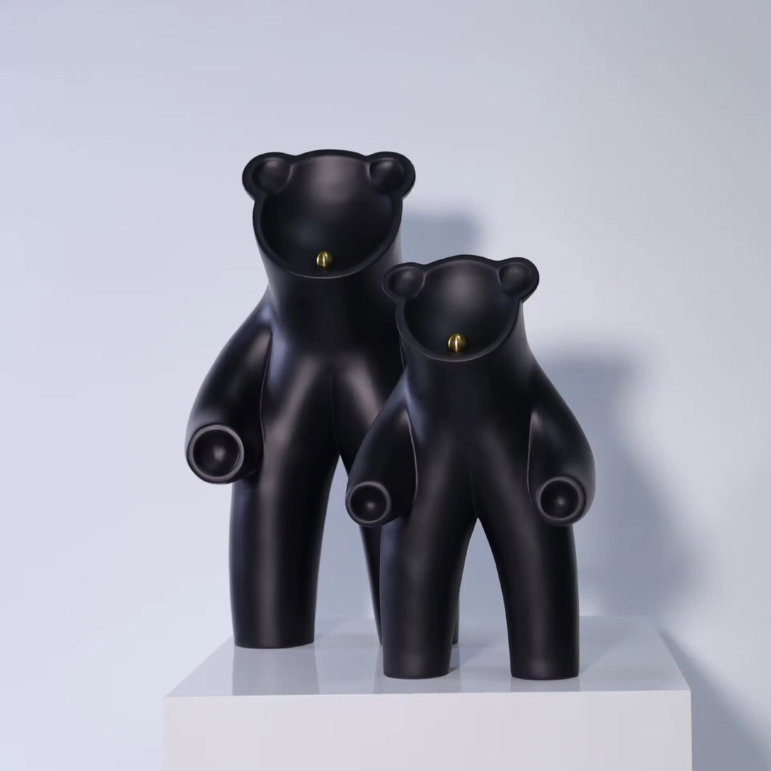 Matte Black Bear Sculpture set of 2