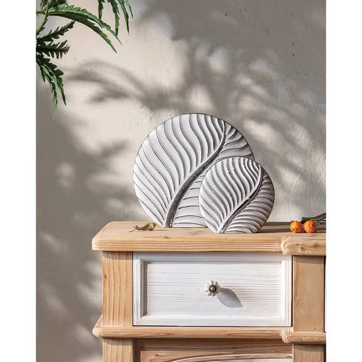 Leaf Pattern Ceramic Vase Trio